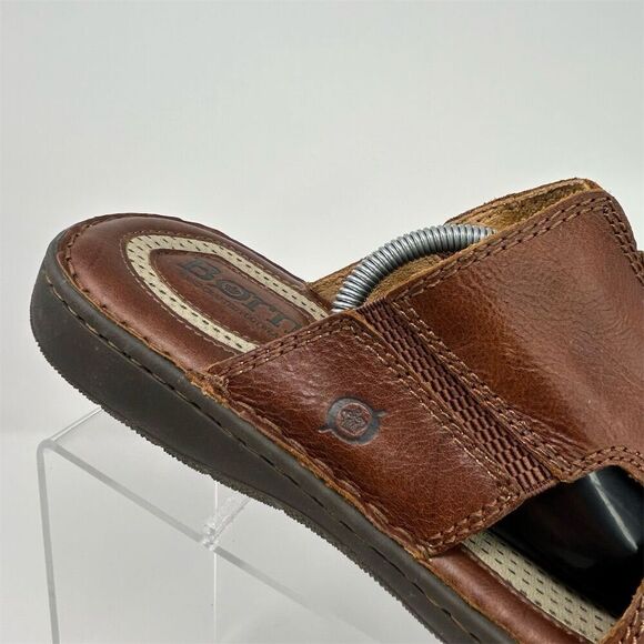 Born Men\'s Brown Leather Slide Sandals Size 13M Casual Summer Comfort Quality main image 5